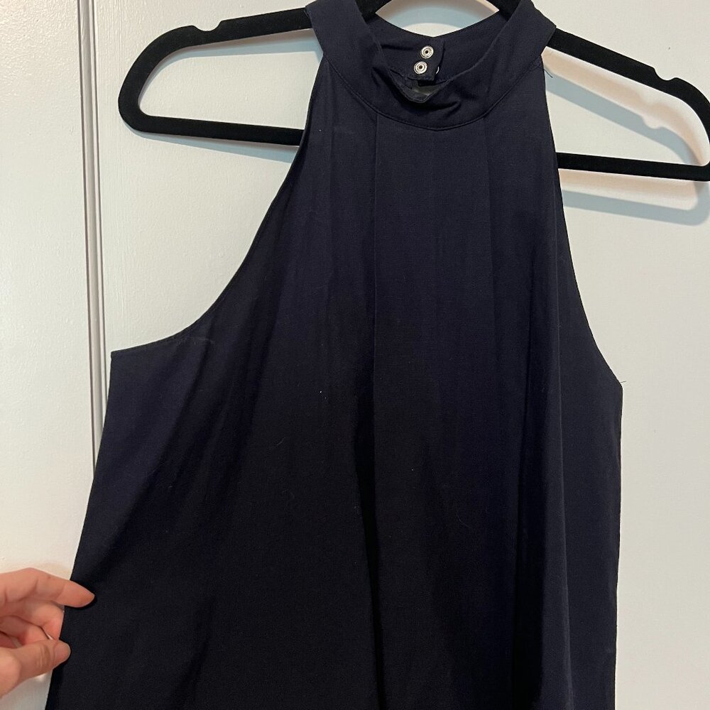 Navy Blue High Neck Tank Top